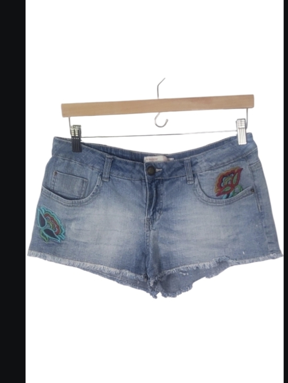 No Boundaries Embroided Floral Distressed Jean Shorts